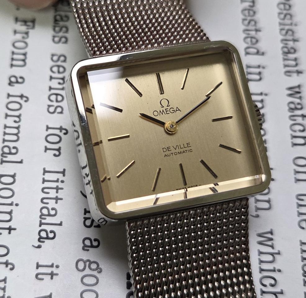 빈티지 오메가 드빌 사각탱크 샴골판 각유리 여성용 브레이슬릿 ver.