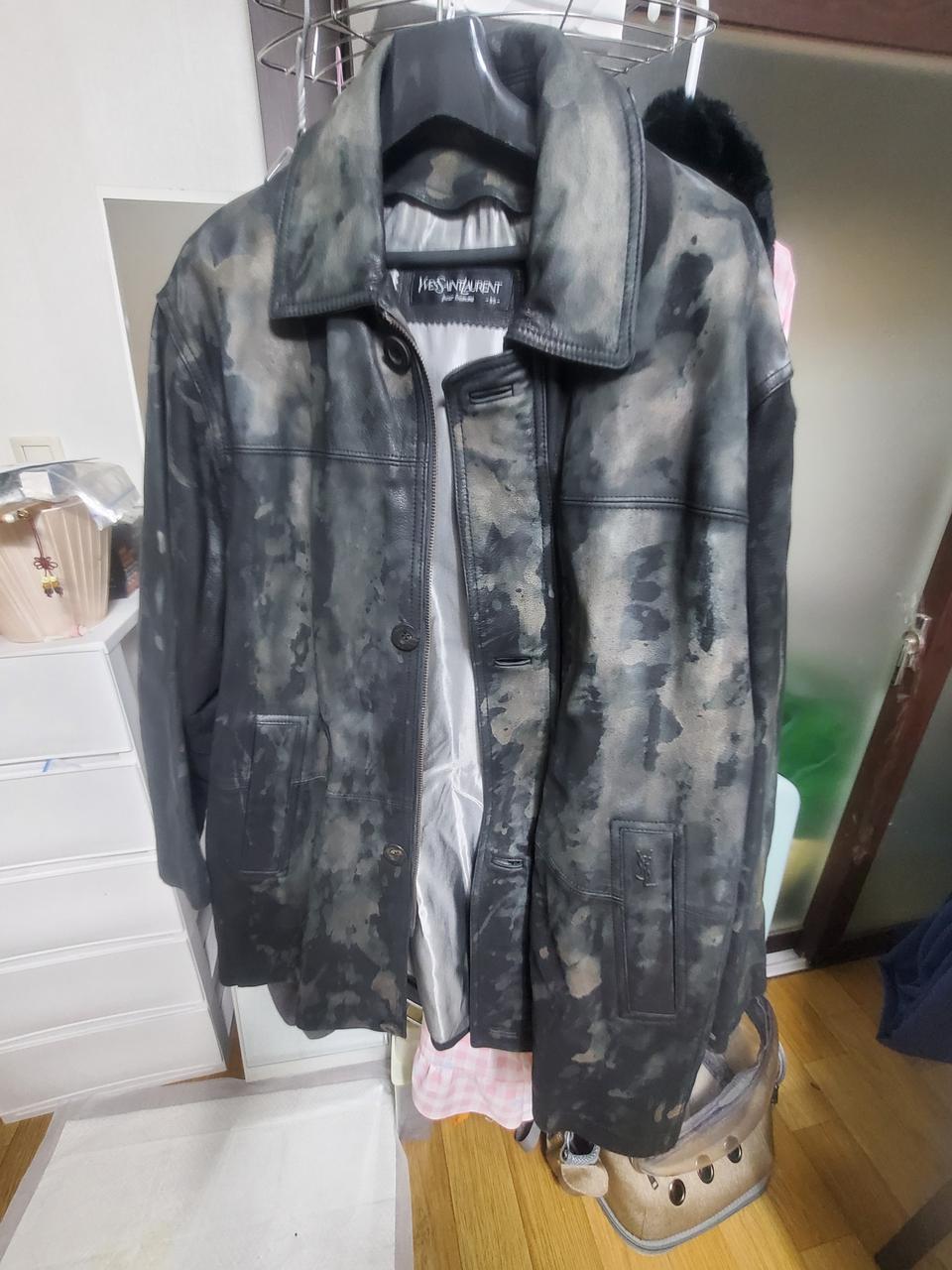 입생로랑 워싱 가죽 자켓 95~100
