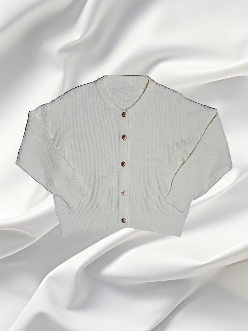 아이보리 라운드넥 버튼 가디건