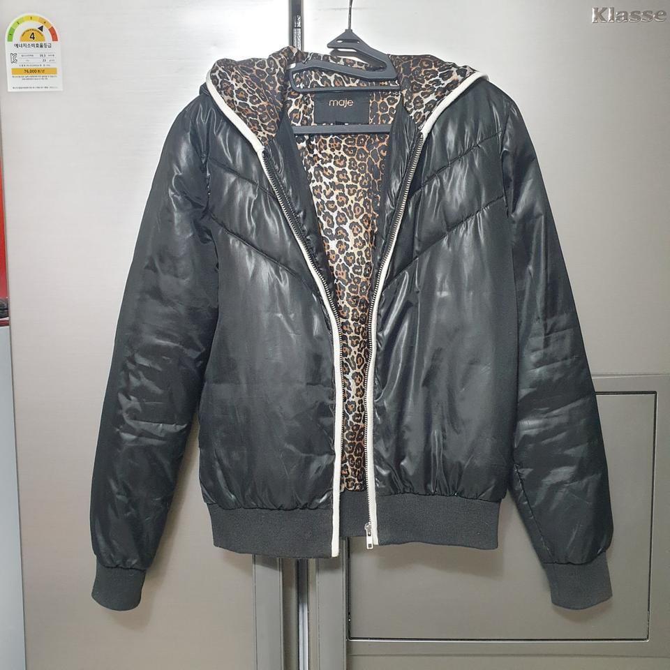 마쥬 블랙 레오파드 라이너 패딩 점퍼