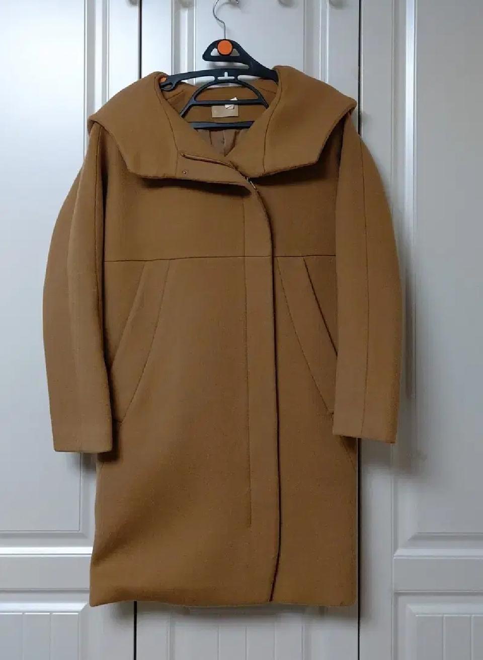 미샤코트 베이지 카멜색후드코트55