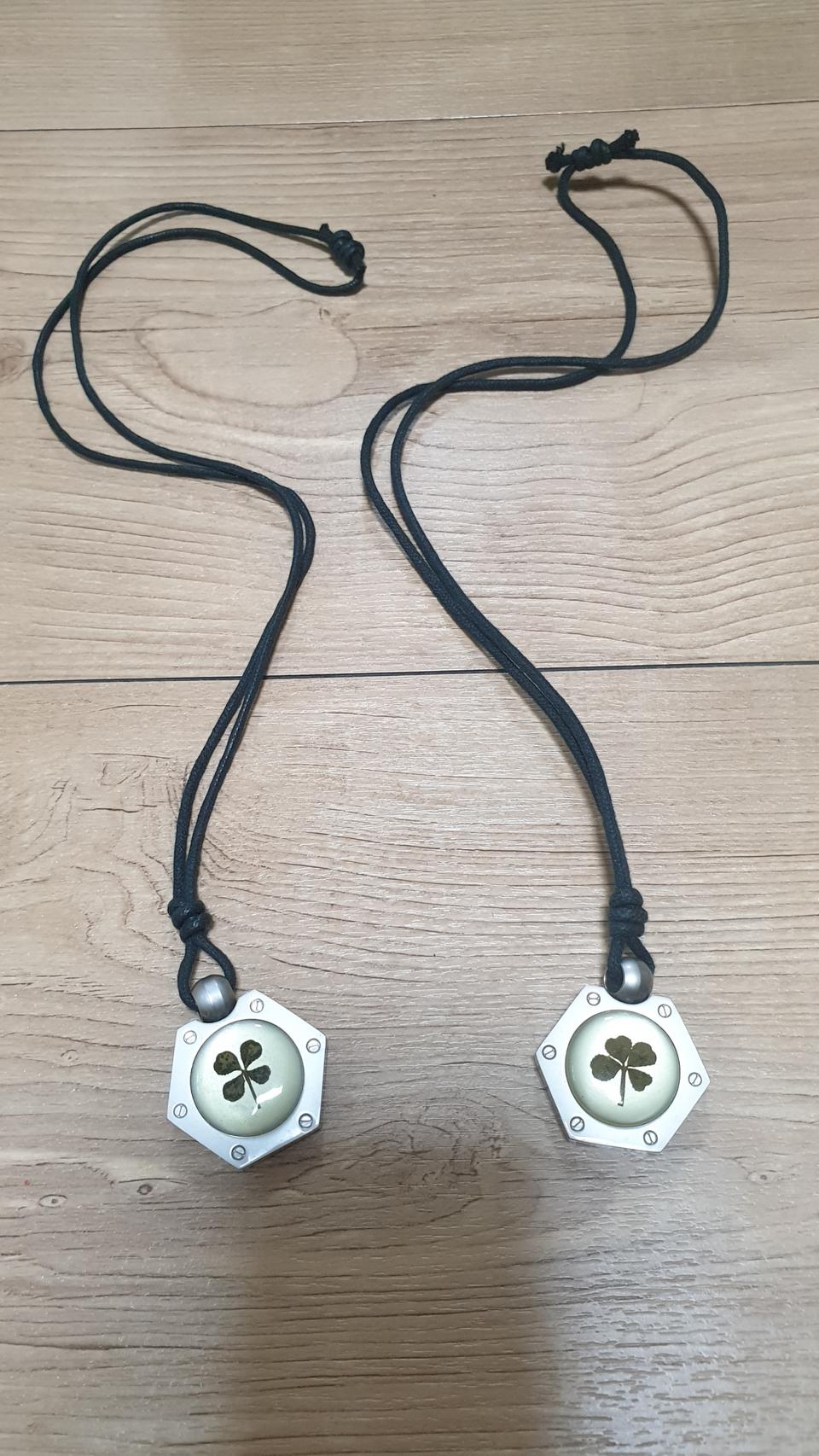 커플 세트 네잎클로바 육각 펜던트 목걸이