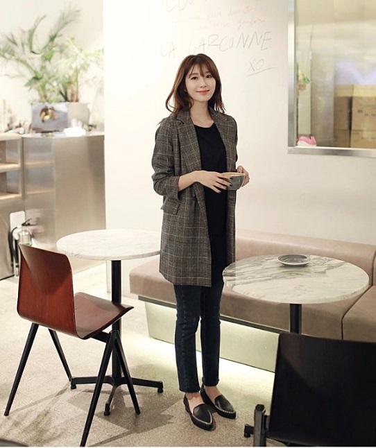 정품)클릭앤퍼니 박시 여성 춘추 롱자켓 55-66 새것수준