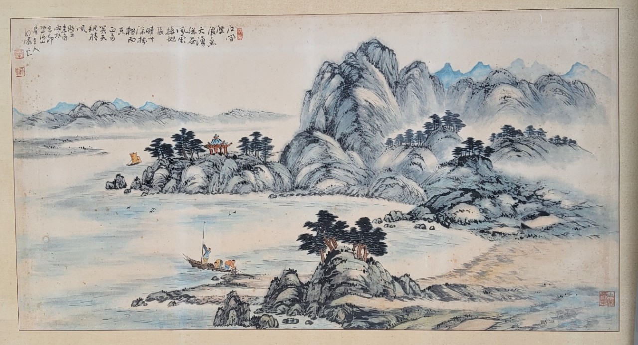 백포곽남배 하경산수화그림