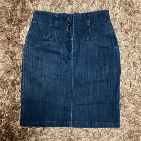 하이웨스트 데님 H라인 스커트
