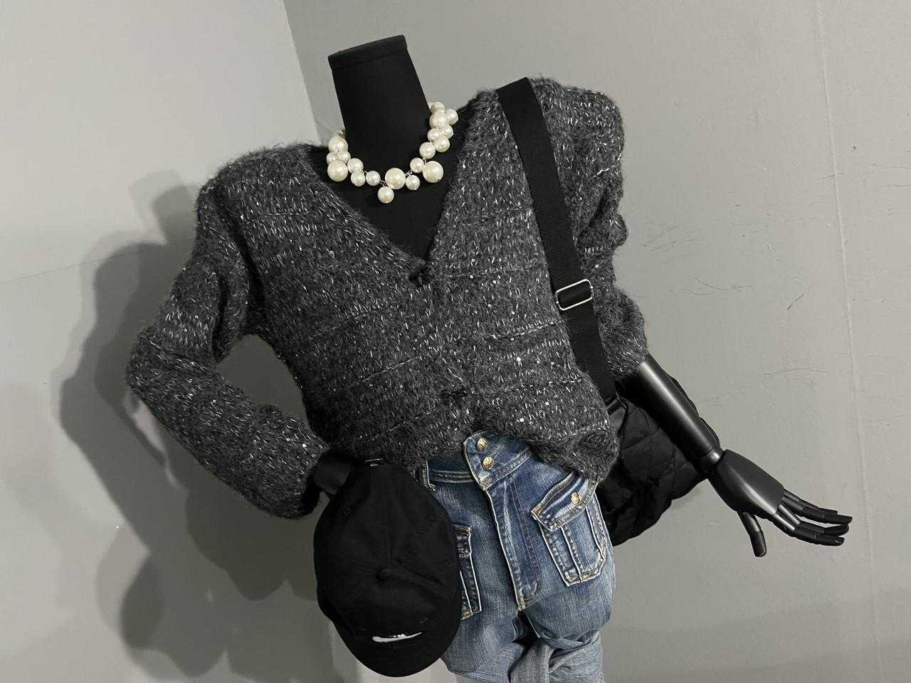 리본단추가디건/블링가디건/니트가디건