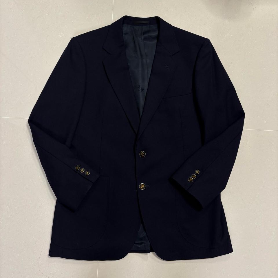 빈티지 버버리 금장 울 블레이저 네이비 자켓