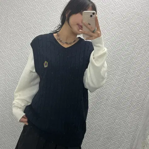 디스이즈네버댓 꽈배기 코튼 니트 조끼 베스트 95 C06386