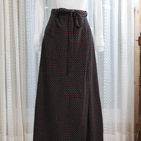 [빈티지] 브라운 도트 랩 스커트