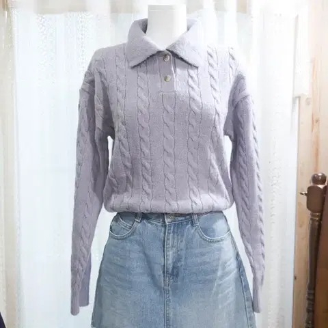 꽈배기 카라 니트