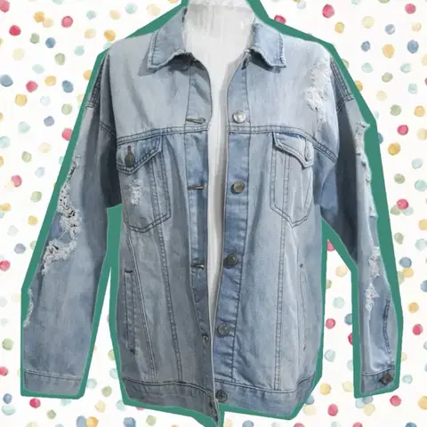 [빈티지] 포에버21)루즈핏 디스트로이드 청자켓