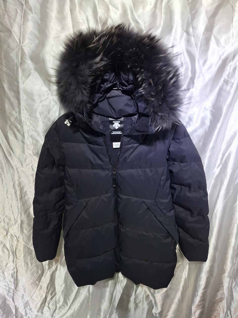 데상트 여성 후드 퍼 패딩 블랙 90