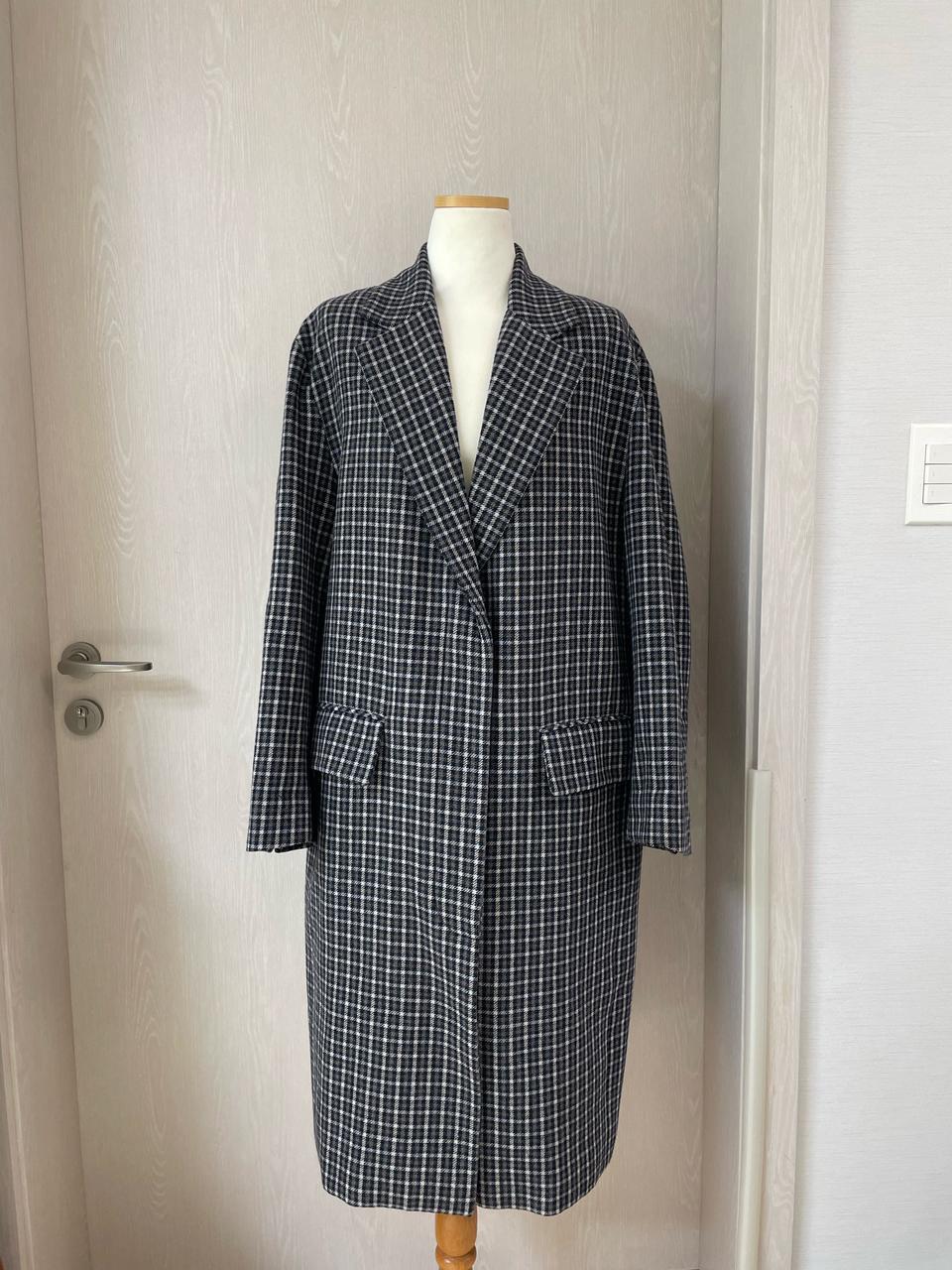 체크 모직 코트