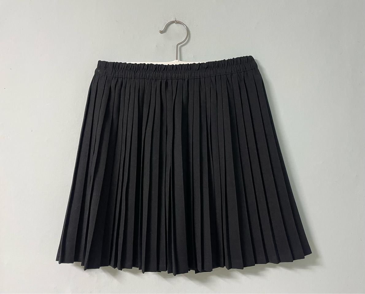 플리츠 미니 스커트-블랙