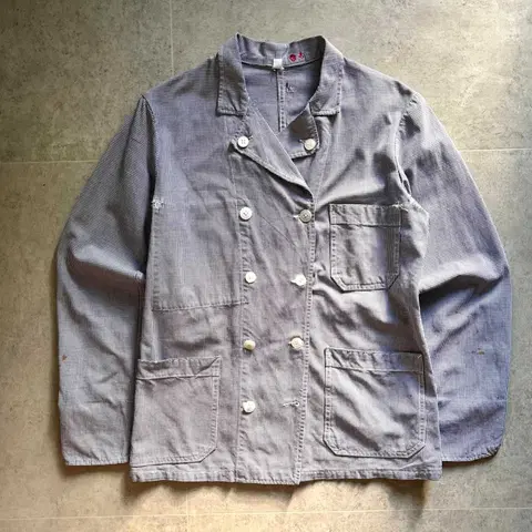 60's 빈티지 프렌치 쉐프 더블 블레스트 블레이져 100