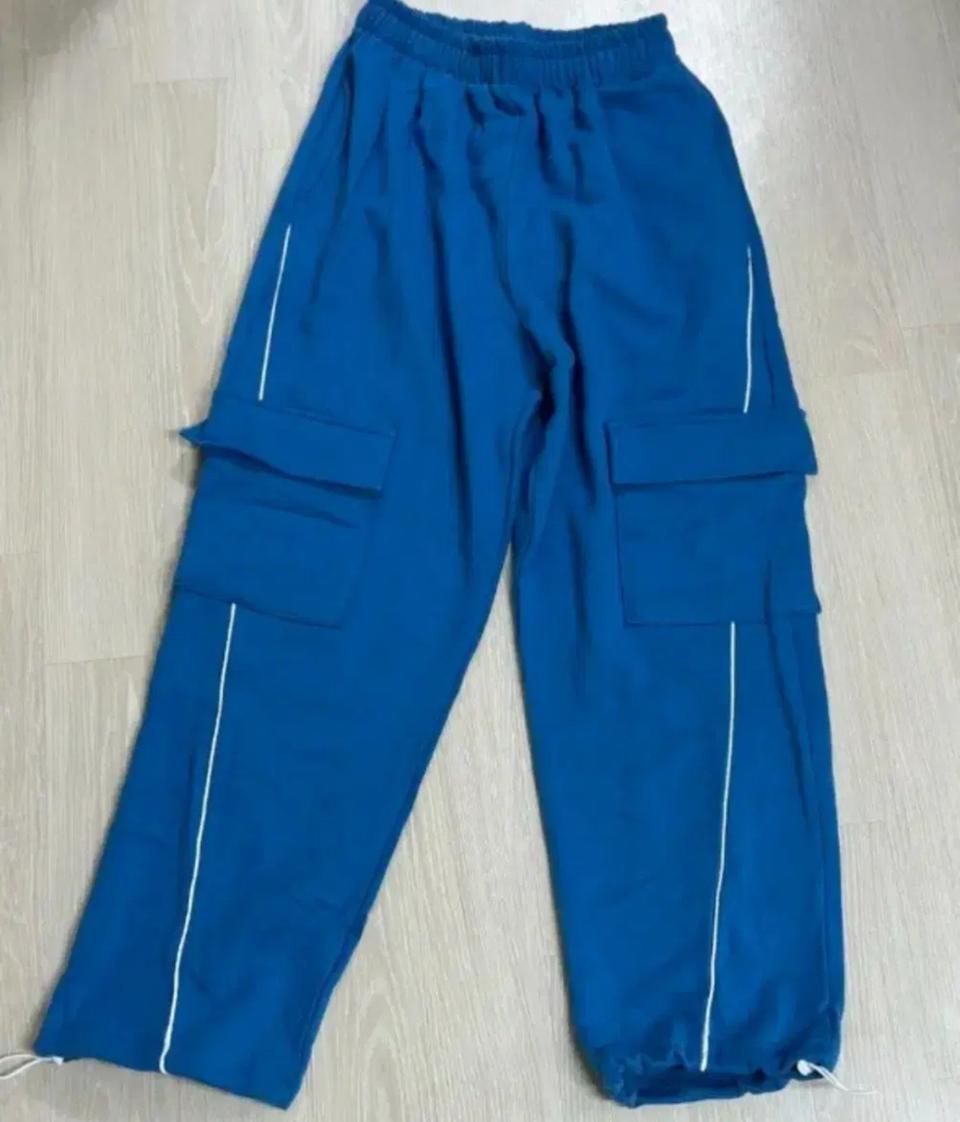 새상품 남녀공용 블루 트레이닝 카고 바지