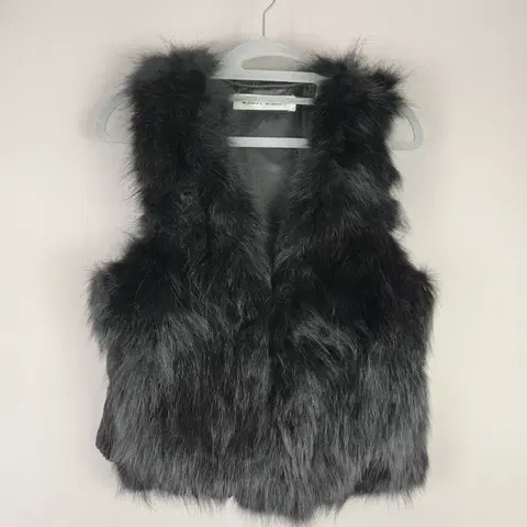 [무료배송]여성 F 폭스퍼 모피 니트 조끼 베스트 블랙