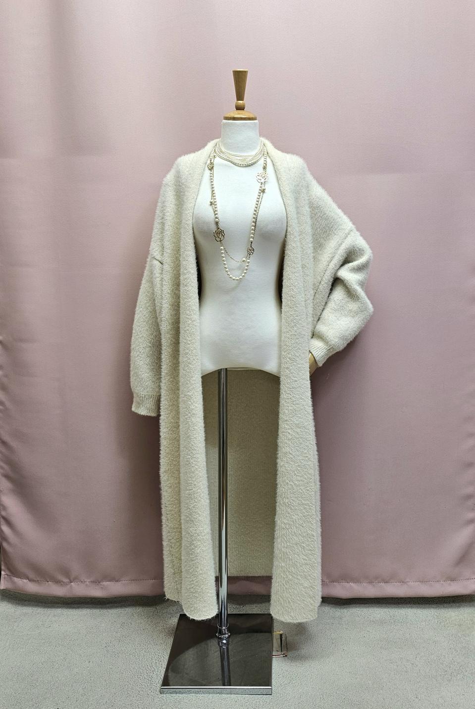 포근 아이보리 퍼 롱가디건