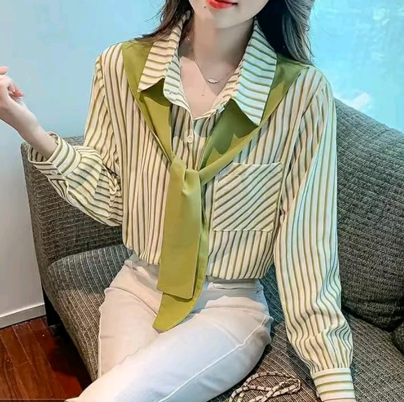 스트라이프 블라우스