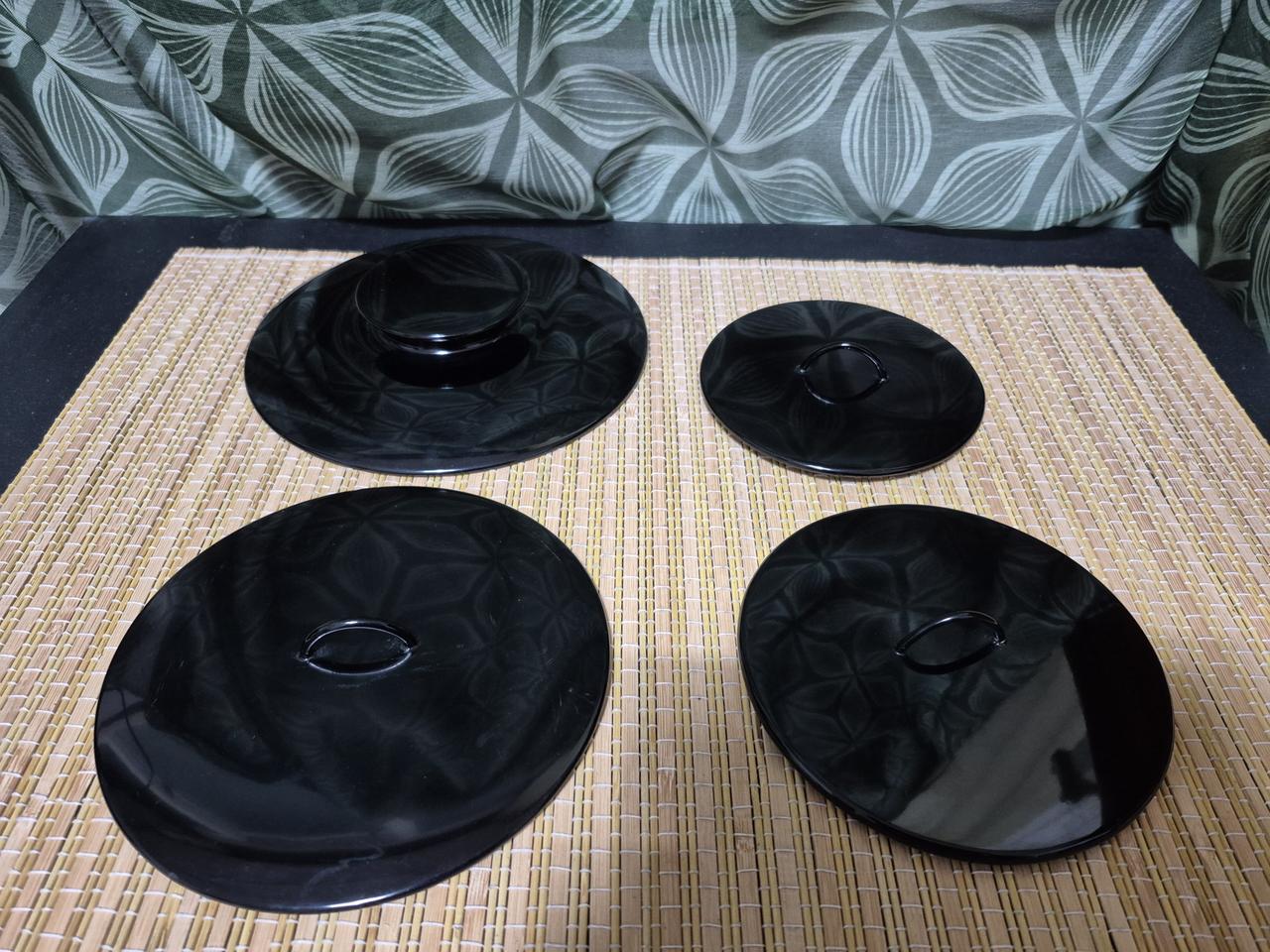 옻칠 나무 뚜껑 4점