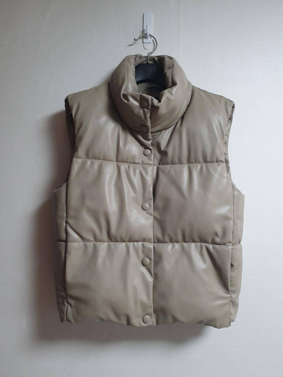 택포 자라 패딩조끼 모카 레더 하이넥 S