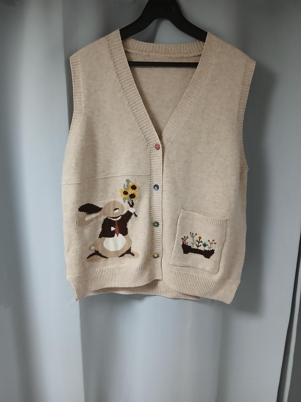 토끼 캐릭터 조끼(새상품)-프리