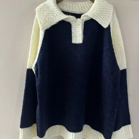 (Sale)네이비박시카라니트