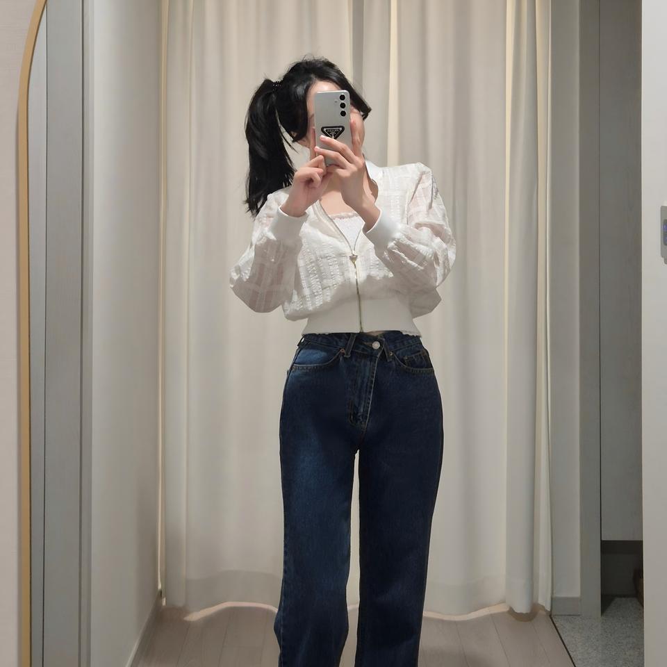 [GUESS] 게스 쿨톤 뽀얀 화이트 부담없는 시스루 자켓