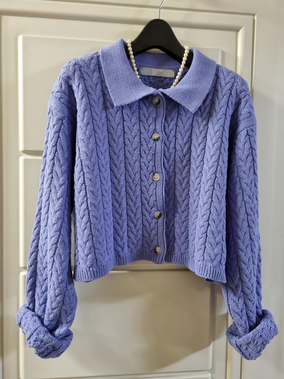 에잇세컨즈 크롭 카라 케이블 니트 가디건