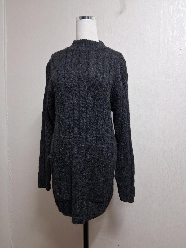 일본수입빈티지 una tina alpaca 진회색 꽈배기 알파카니트 하프