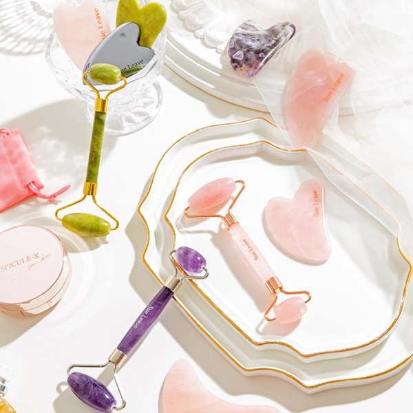 얼굴 페이스 턱 종아리 승모 마사지 괄사 세트 색상랜덤