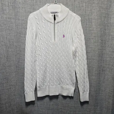 us폴로 여성 반집업 꽈베기 니트 M