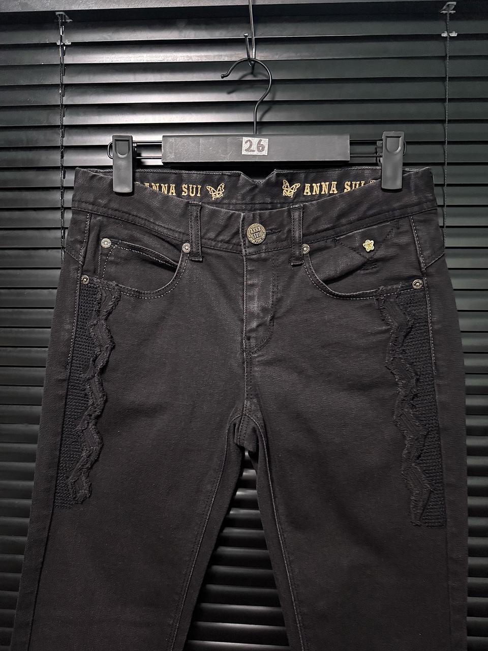 안나 수이 블랙 데님 바이커 나비 골드 26 스키니 슬림 고스 펑크 락
