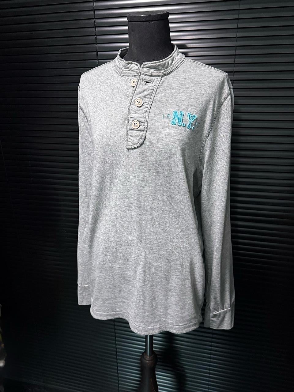 아베크롬비 긴팔 티셔츠 롱슬리브리스 회색 그레이 민트 하늘색 L 100