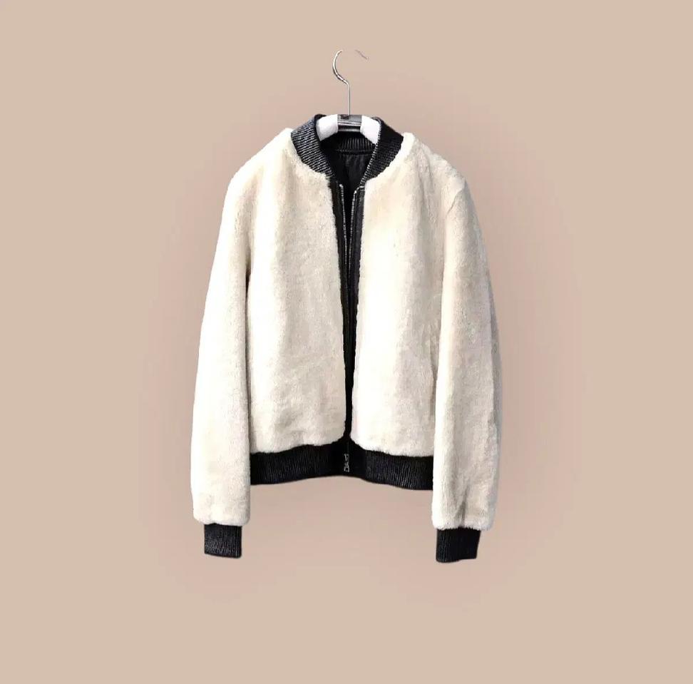 양가죽 배색 시어링 양모 무스탕 블루종