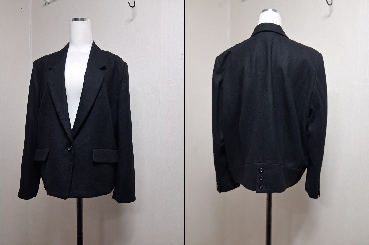 일본구제 BOUTIQUE ECHO  순모 모직 가오리핏 검정모직숏쟈켓