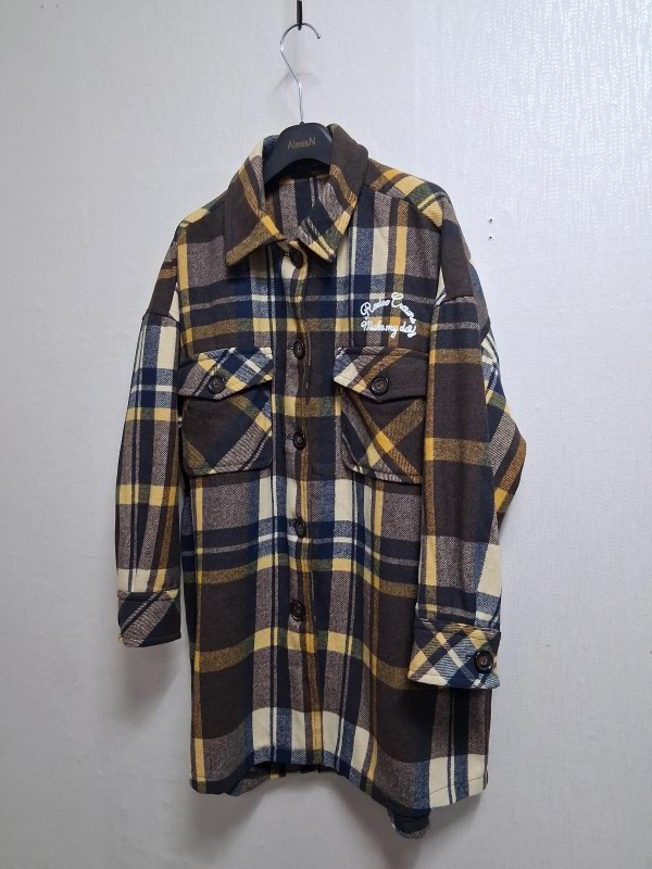 일본 로데오 크라운스 두터운모직체크 아우트 오버핏 셔즈