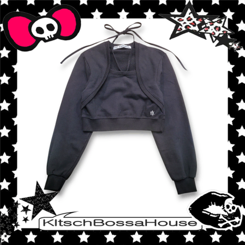 Not known 낫노잉 볼레로 레이어드 초커 맨투맨 블랙