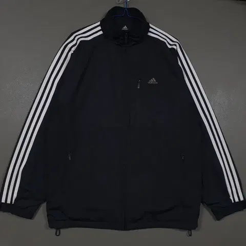 XL (105) 아디다스 올드스쿨 오버핏 삼선 바람막이 자켓 점퍼 블랙