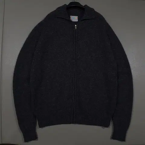 정품 COOGI 쿠지 다크그레이 코튼 카라 니트 집업 스웨터 가디건 XL