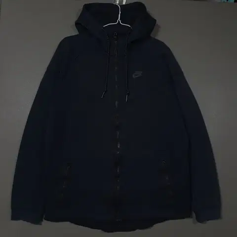 XL (105) 나이키 테크팩 플리스 트랙 봄버 윈드러너 후드 자켓 블랙