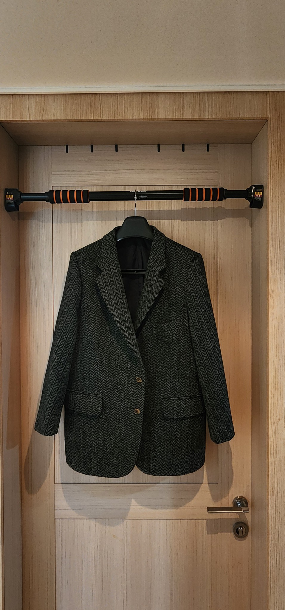 해리스트위드 헤링본 진그레이 모직자켓 L