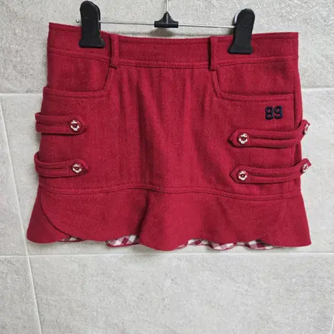 파리게이츠 여성 체크 배색 모 골프치마 0