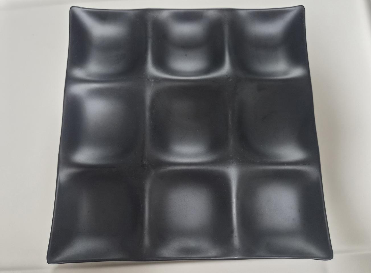 블랙 사각 접시 9칸 플레이트