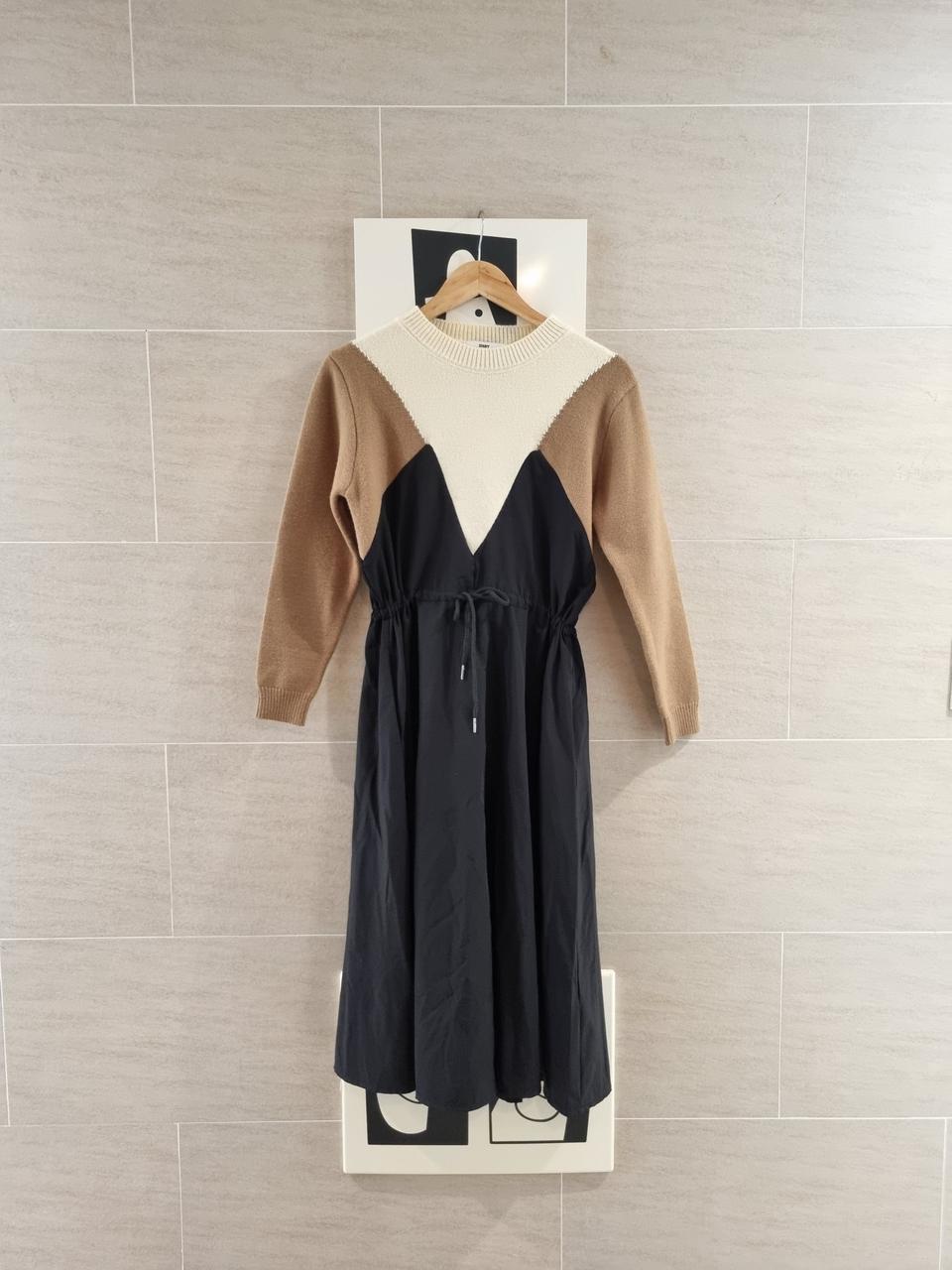 배색니트 롱~ 원피스
