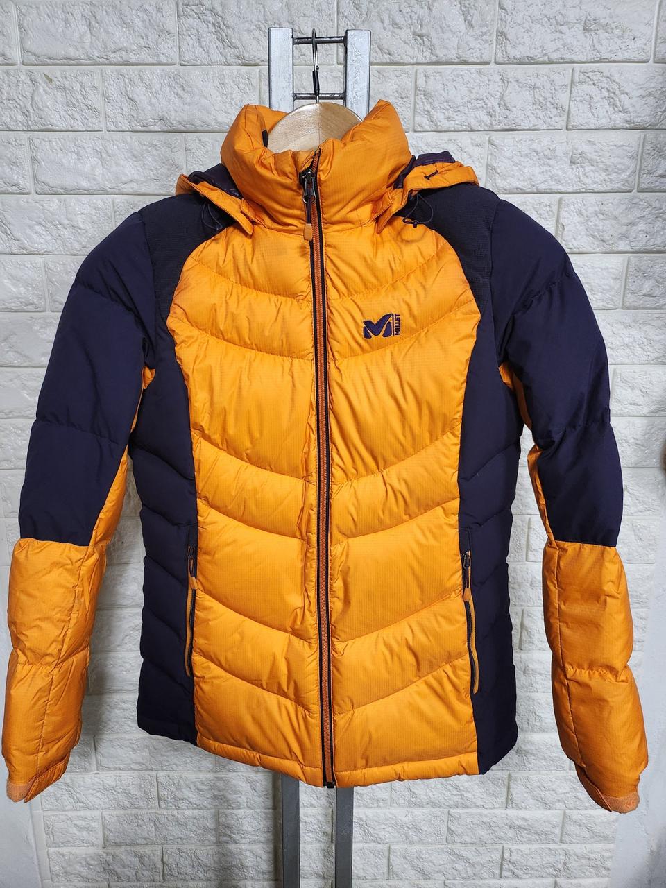 정품)밀레 오렌지/네이비 패딩 90사이즈