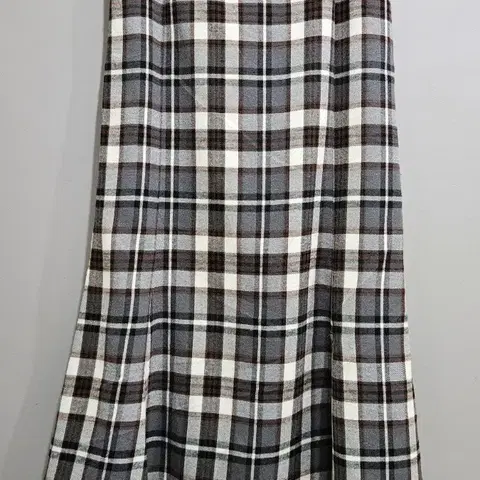 [ 1+1 ] Linoluce ) 블루브라운 체크 롱스커트 L