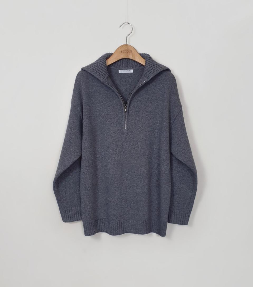 울90 카라 집업 니트 새상품