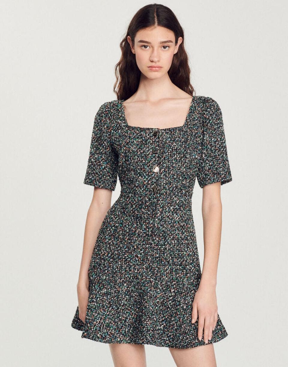 산드로 스퀘어넥 트위드원피스 55사이즈