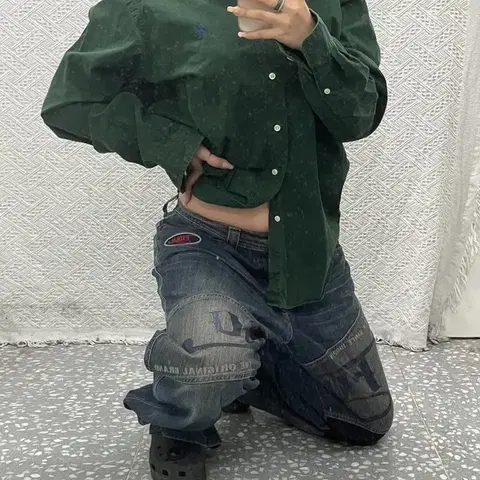 푸부 FUBU 올드스쿨 Y2K 와이드 데님 팬츠 37인치 C06470